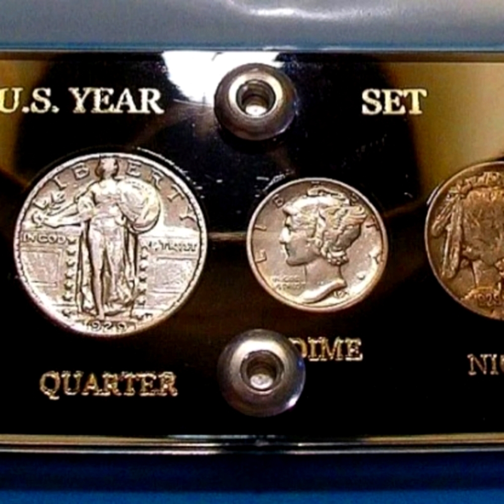 1929 U.S. 5 COIN SILVER SET VERY SCARCE NICE AS A 94 YEAR OLD BIRTH YEAR SET - Picture 2 of 3